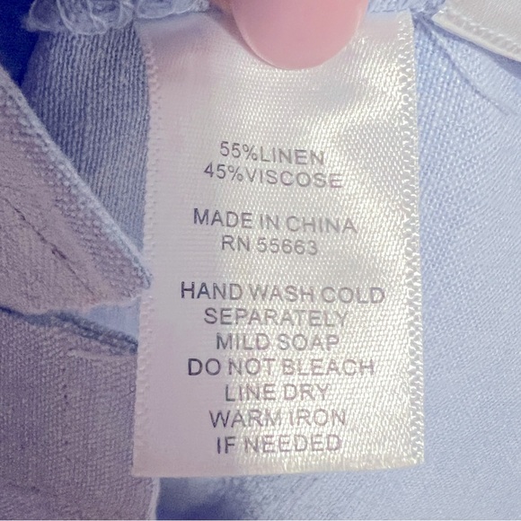 NWT C&C California Blue Linen Blend Short Sleeve Shirt Dress women’s XS - Picture 7 of 9